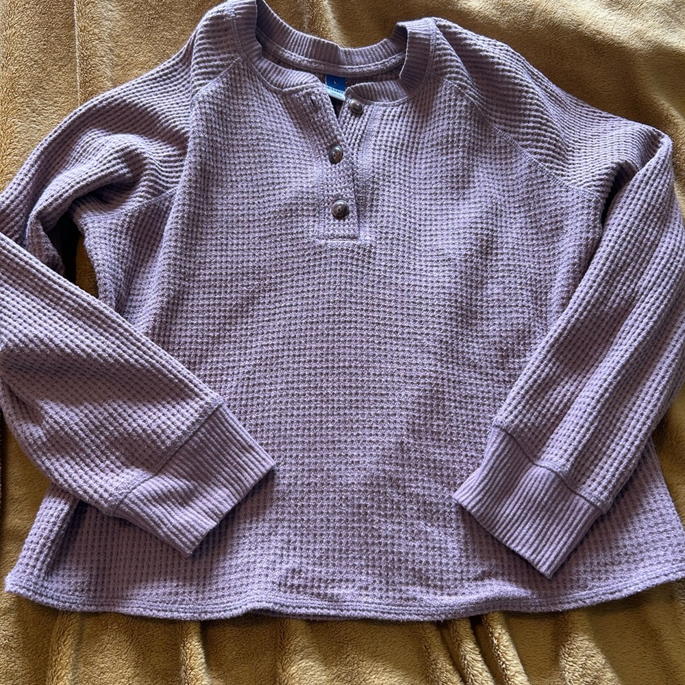 Old Navy Lavender Waffle-Knit Henley Sweater